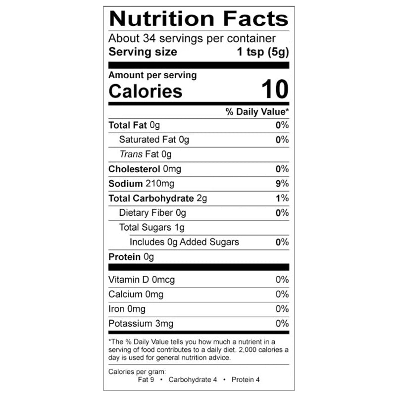 Mama Os Premium Kimchi’s Super Spicy Kimchi Paste Nutrition Facts: 34 servings/container, 1 tsp (5g) each—10 calories, 0g fat, 210mg sodium, 2g carbs, 1g sugar, 0g protein, 3mg potassium—with a bold ghost pepper kick.
