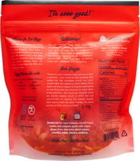 a picture of Mama O's Premium Kimchi - Super Spicy Kimchi - 16 oz - bag format, back of bag